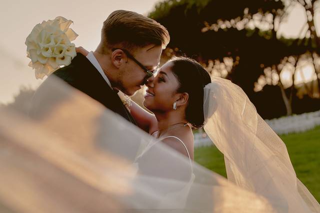 Golden-hour veil portrait