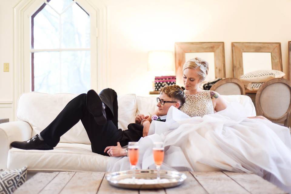 Two brides before ceremony