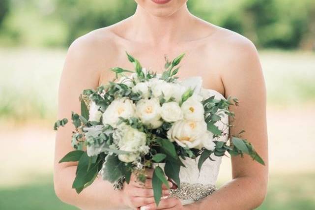 The bride holding her bouquet