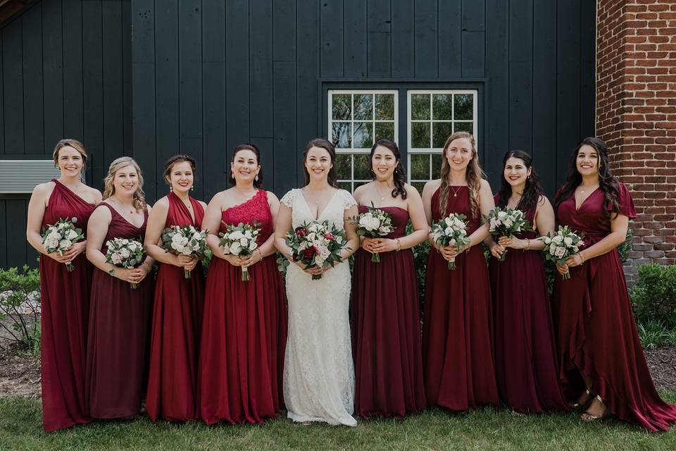 Large spring bridal party