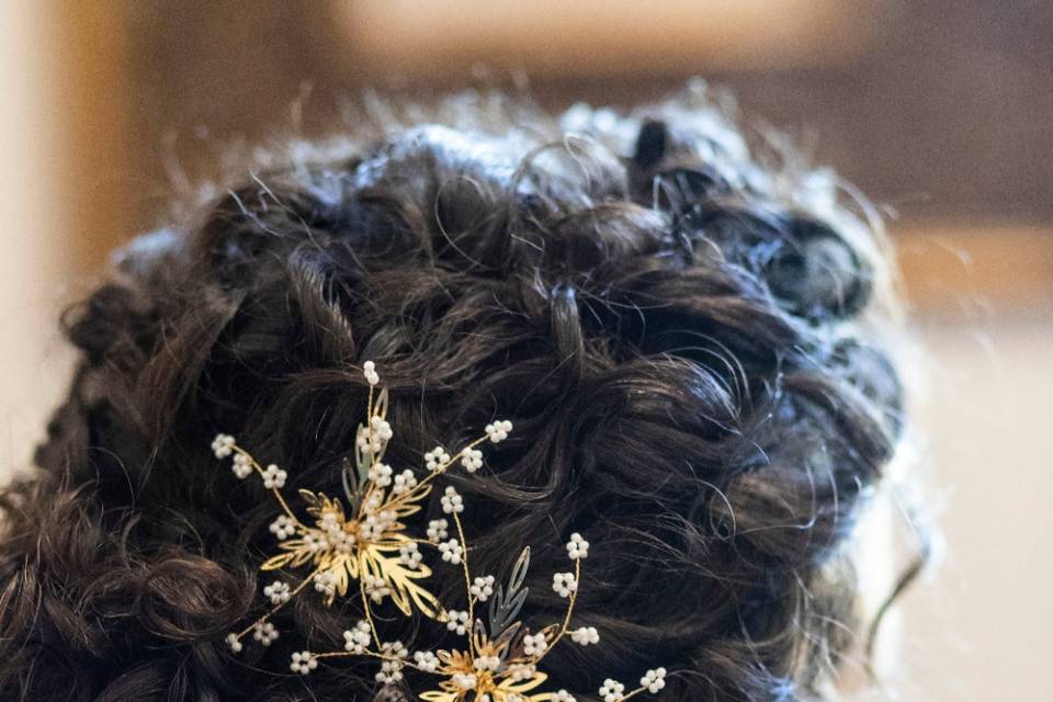 Curly haired bride