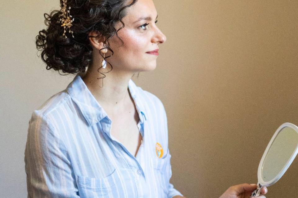 Curly haired bride