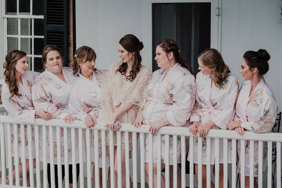 Porch fun with bridal party