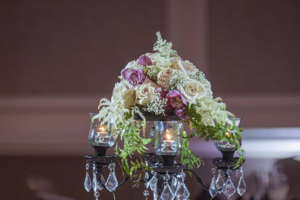 Table setup with centerpiece