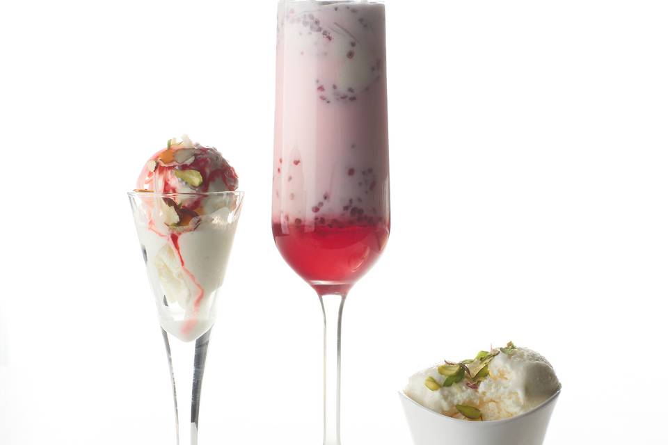 Desserts in champagne glass