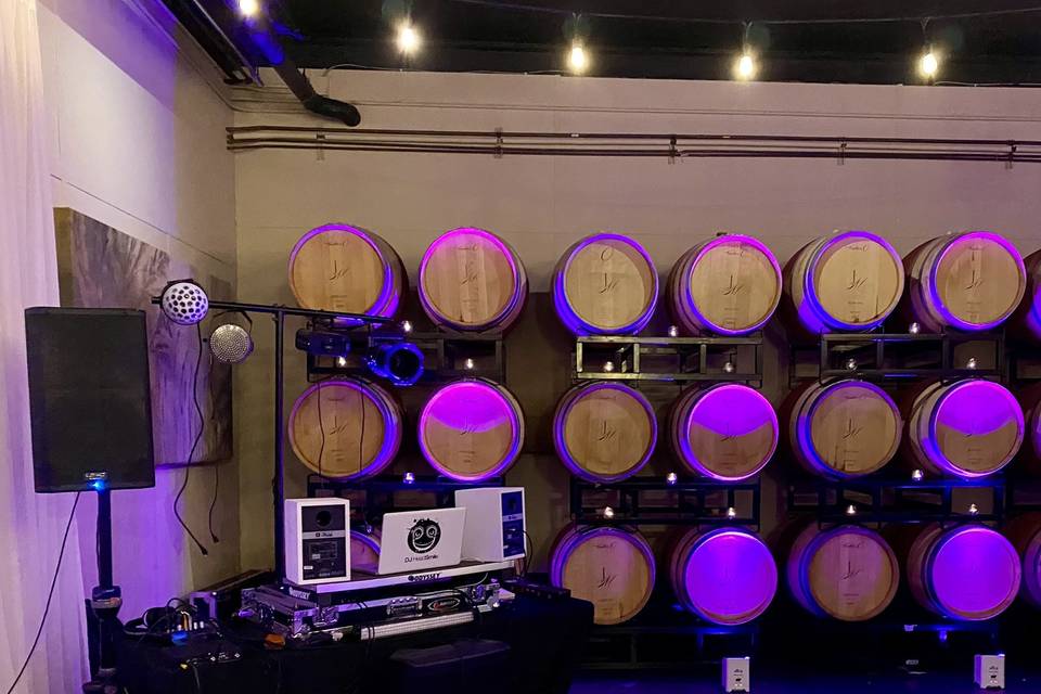 Up-Lighting & Wine Barrel