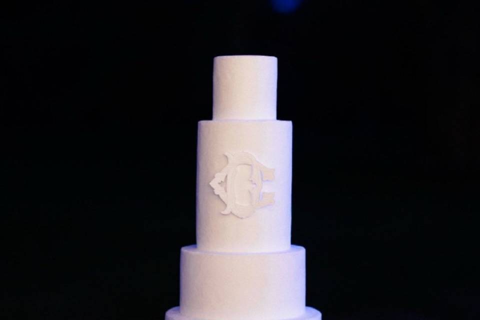 All white 5 tier fake cake!