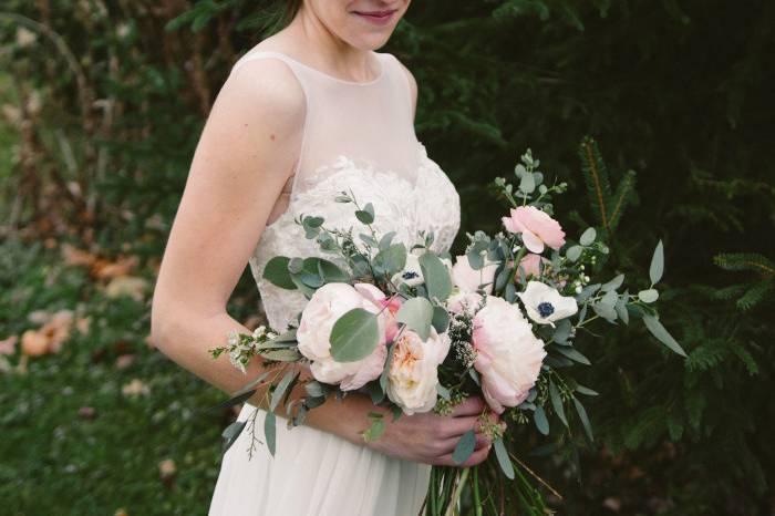 Holding bouquet