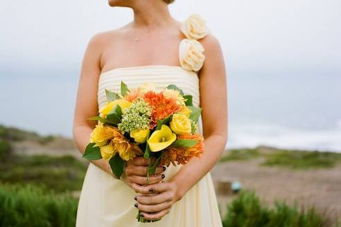 The bride holding her bouquet