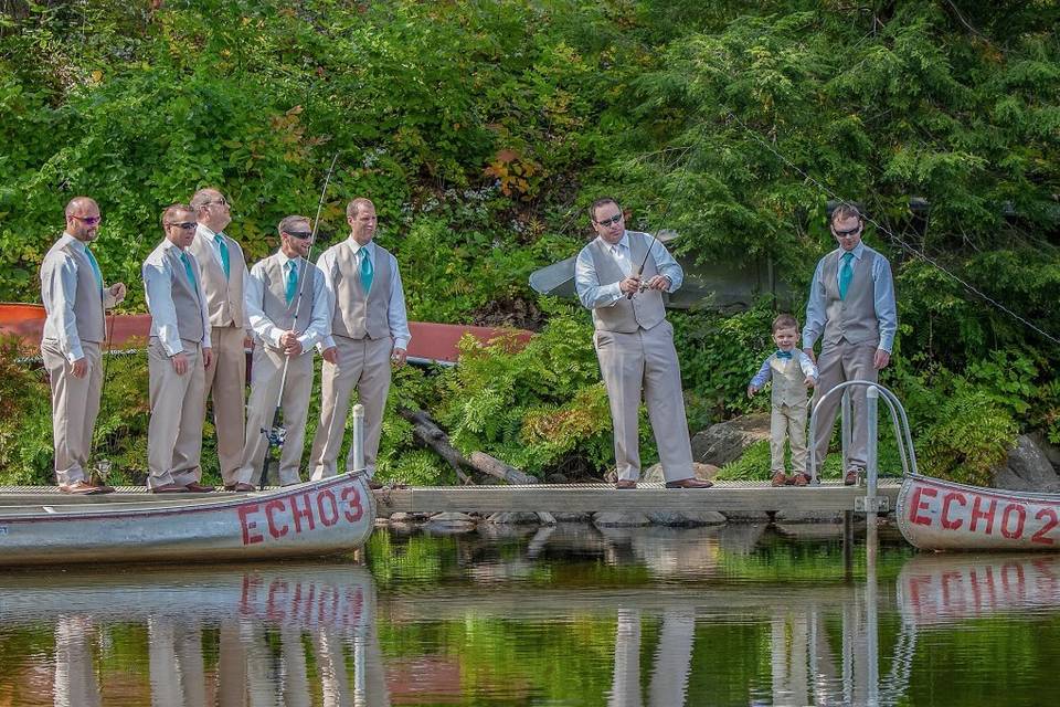 Groomsmen fishing