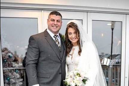 The newlyweds with a dog