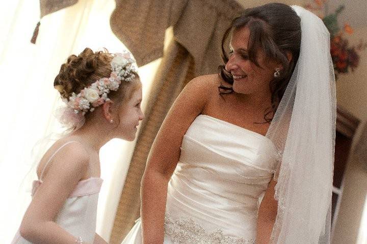 Bride and a flower girl