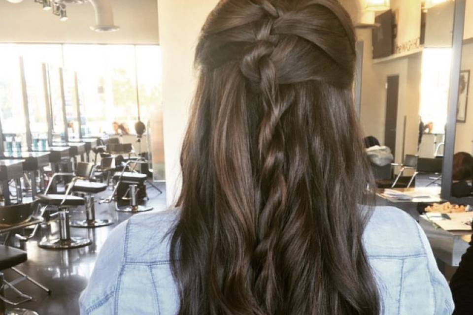 Braided long hair with beach waves