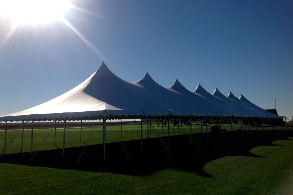 Large white tent, ideal for ceremony