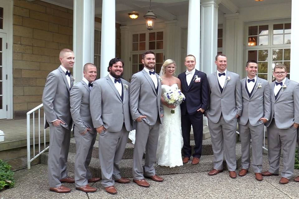 The couple with the groomsmen