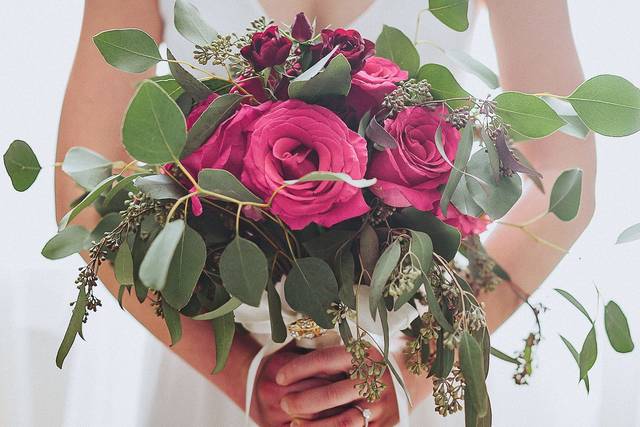 The bride holding her bouquet