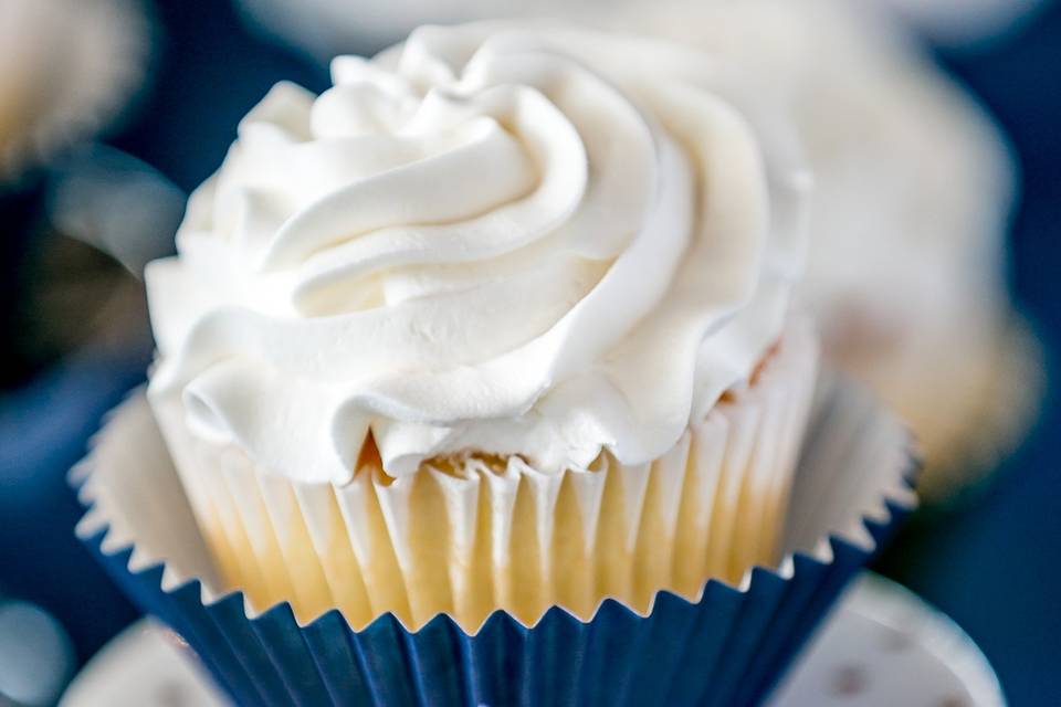 Pink, blue and white cake