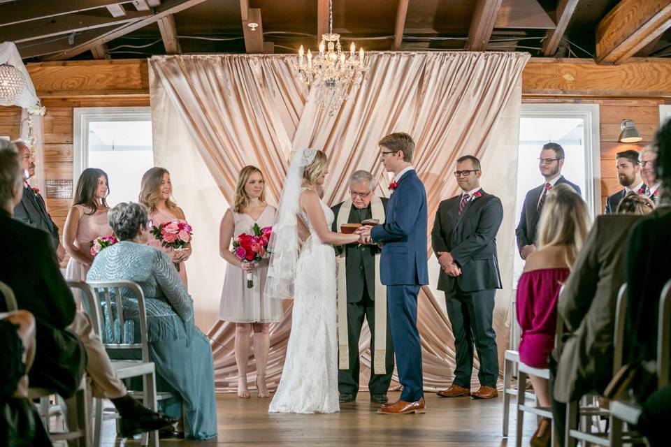 Ceremony with backdrop