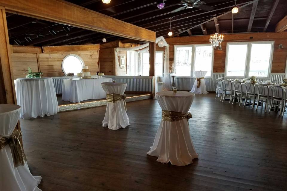 Dance floor with bistro tables