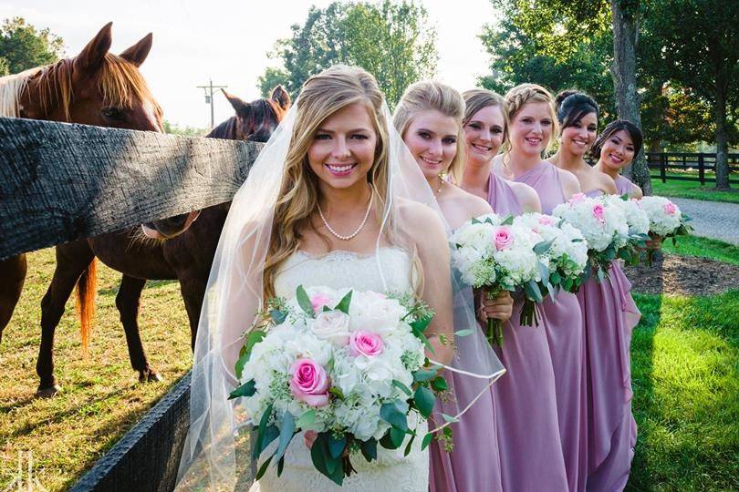 Bride and bridesmaids