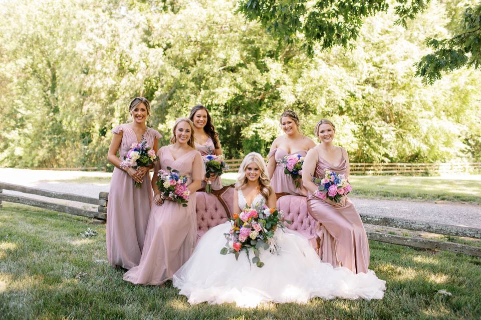 Bride with bridesmaids