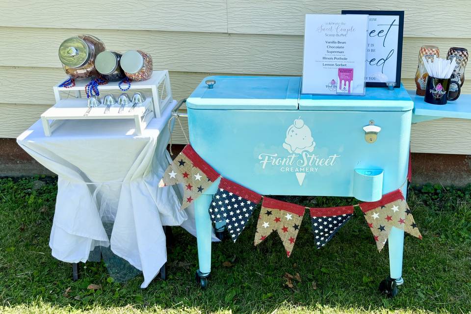 DIY sundae buffet and cooler.