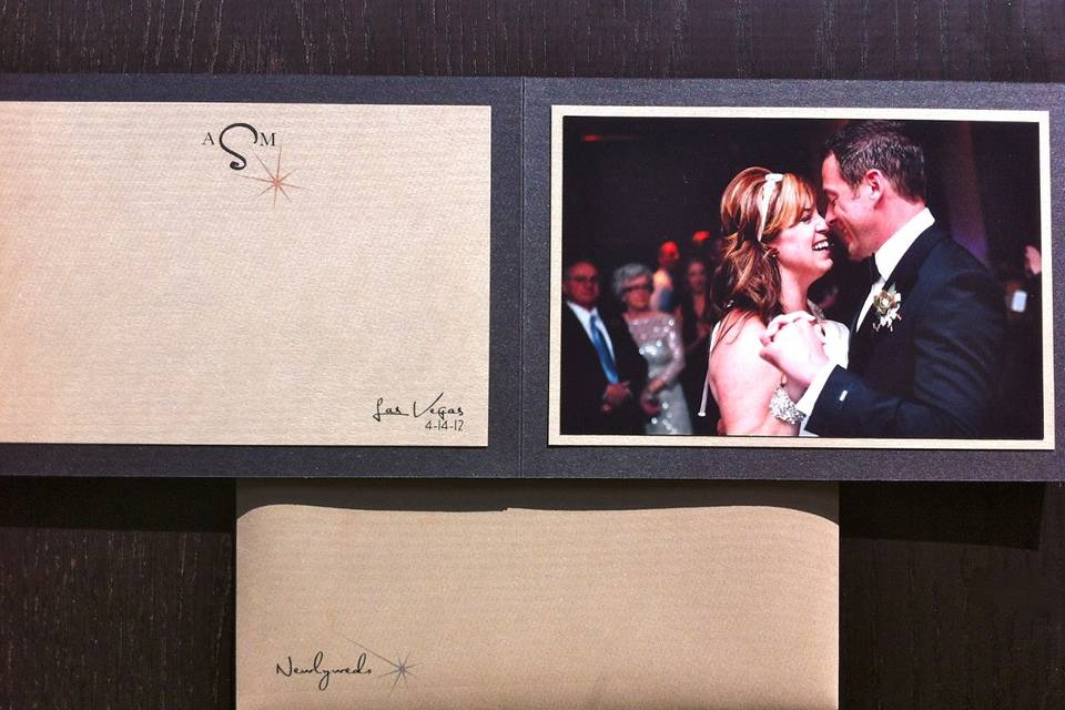 Custom Folded Thank You Card with Photo. Write a personal note of thanks to your guest on the monogram side.