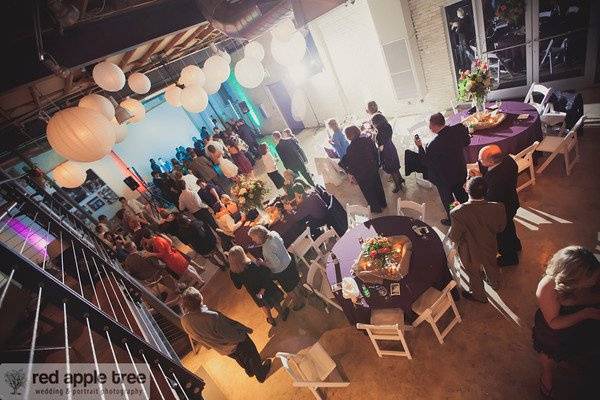 Packed venue Red Apple Tree Photography Studio Wedding Reception