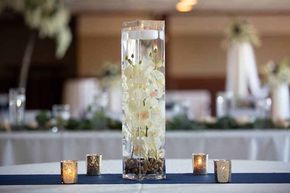 Tall Square Ivory Orchids