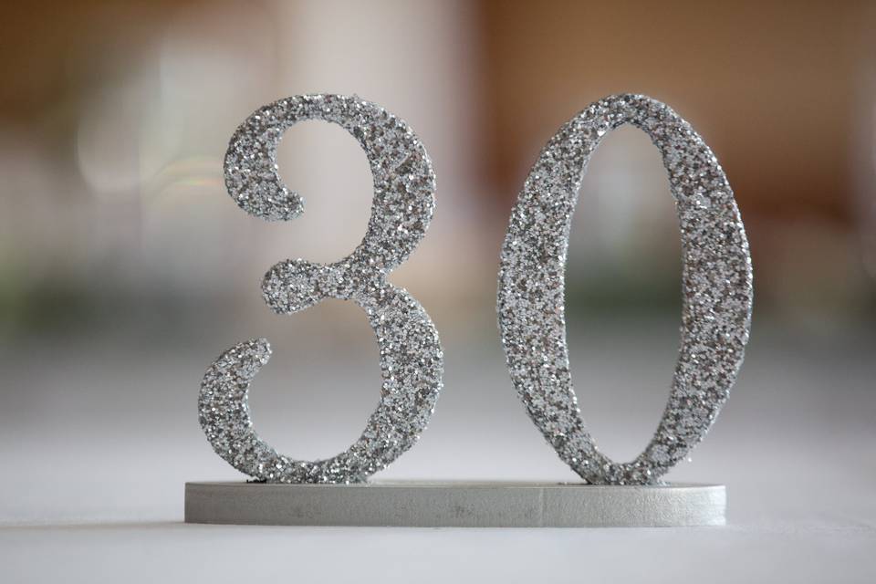 Silver Glitter Numbers