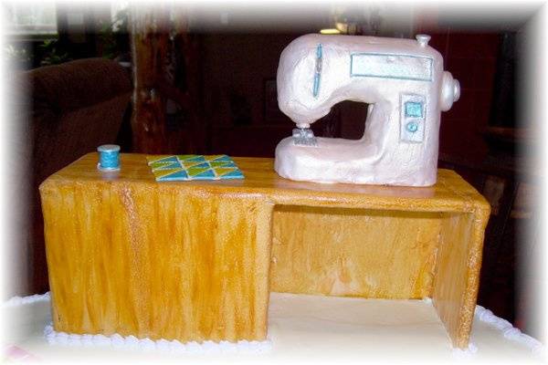 Sewing machine on cabinet cake