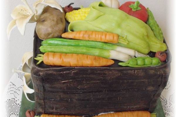garden basket with candy veggies
