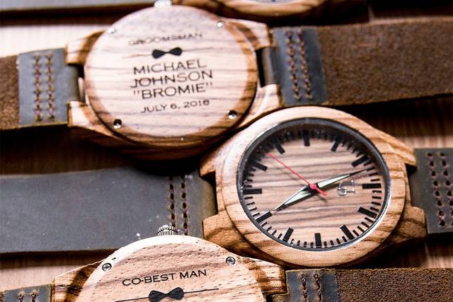 Groomsmen Engraved wood Watch