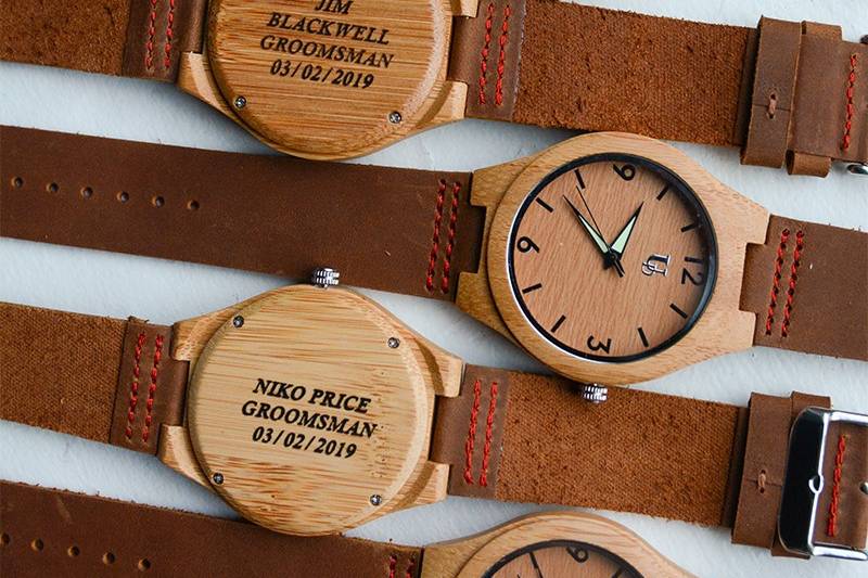 Groomsmen Engraved wood Watch