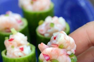 Shrimp and Crab Stuffed Cucumber Cups