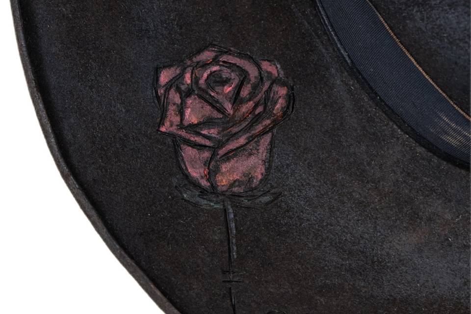 Rose Burned into Heller Hat