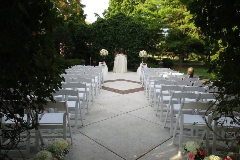 Outdoor wedding ceremony setting