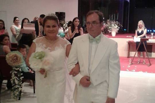 Newlyweds in white