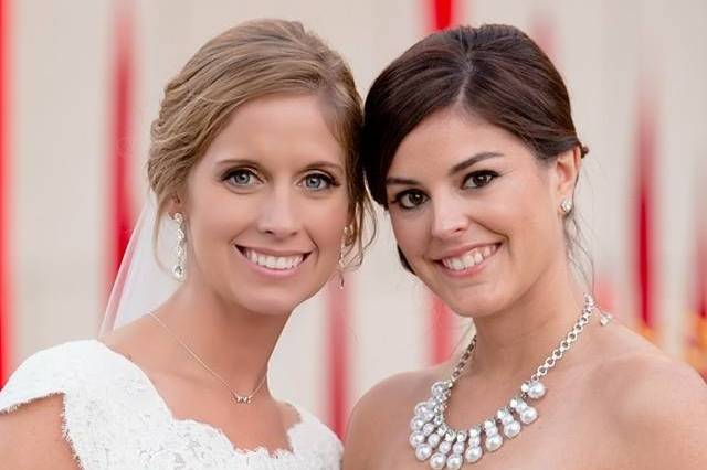 Two girls with bouquets