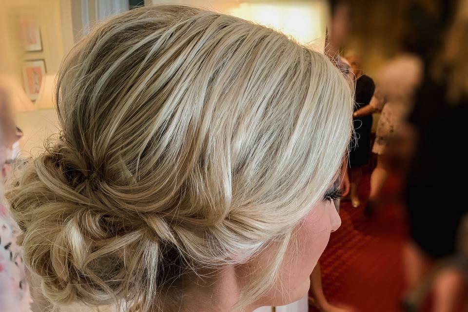 Updo in side profile