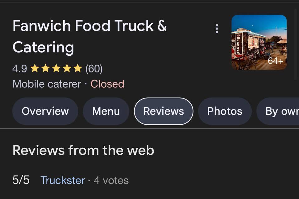 Fanwich Google reviews