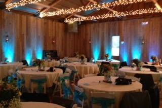 Table setup with flower centerpiece