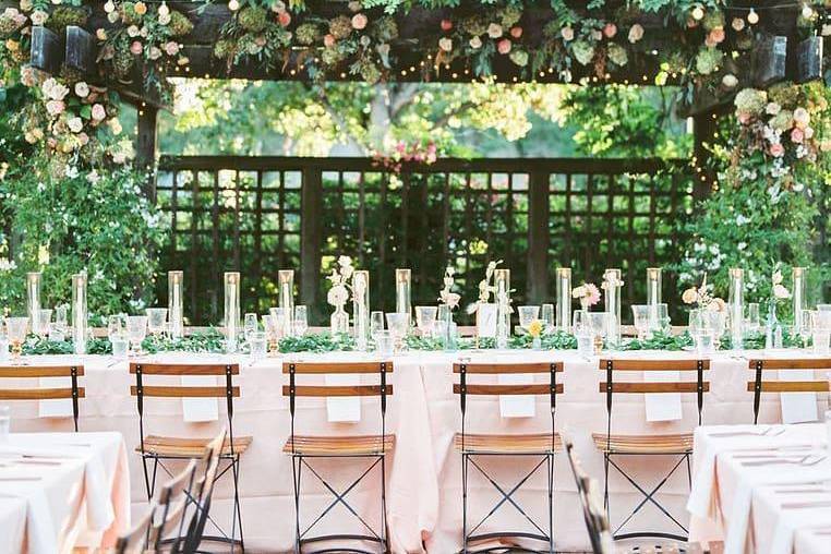 Long tables near the pergola