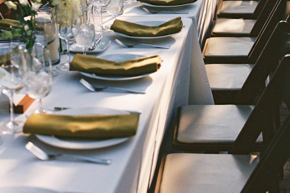 Rectangle dinner table setting