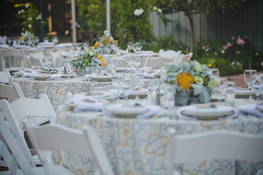 Table settings with chairs
