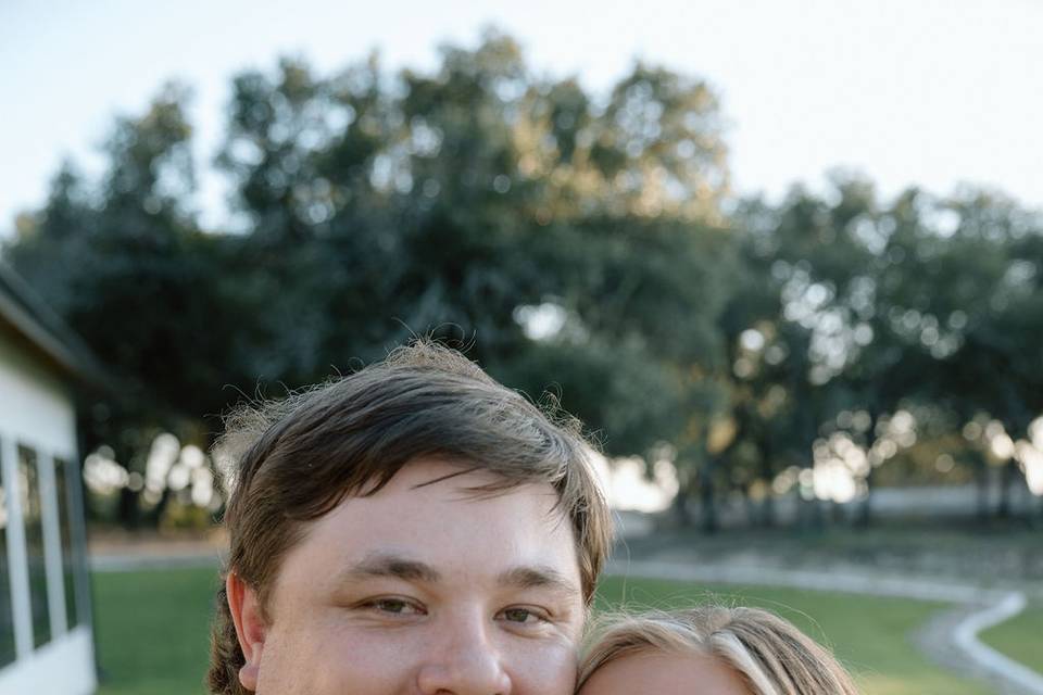 Bride and groom outside Chapel