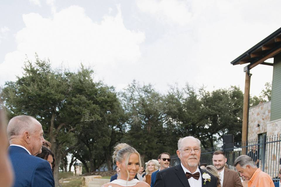 Walking down aisle