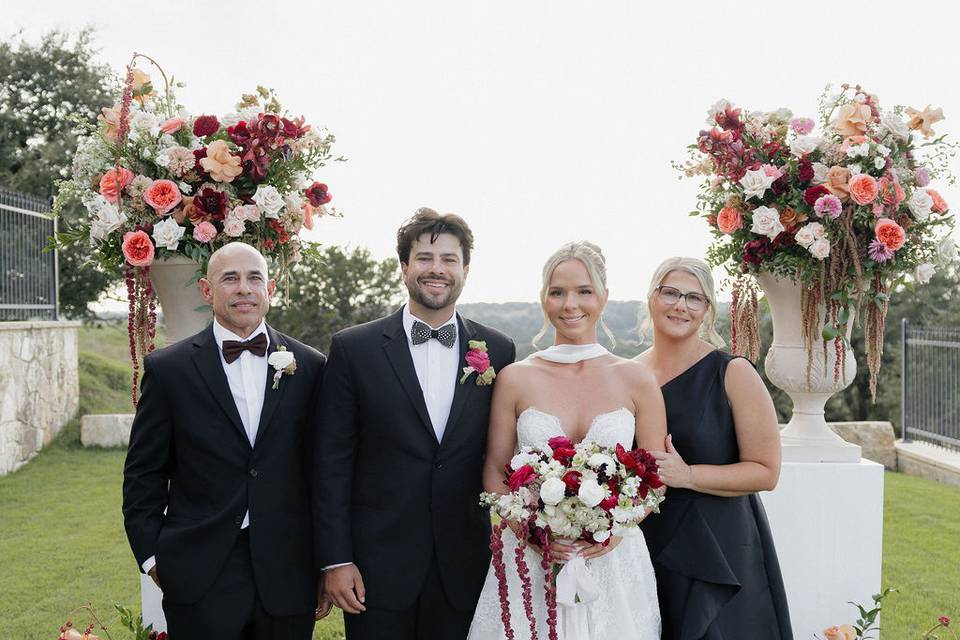 Bride and Groom with Family