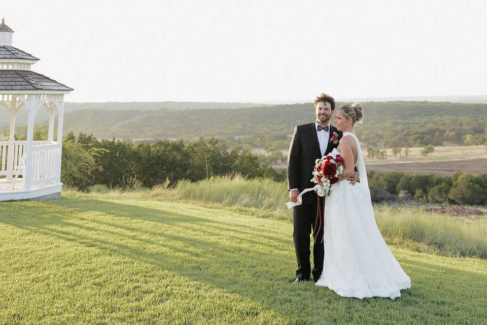 Bride and Groom near gazebo