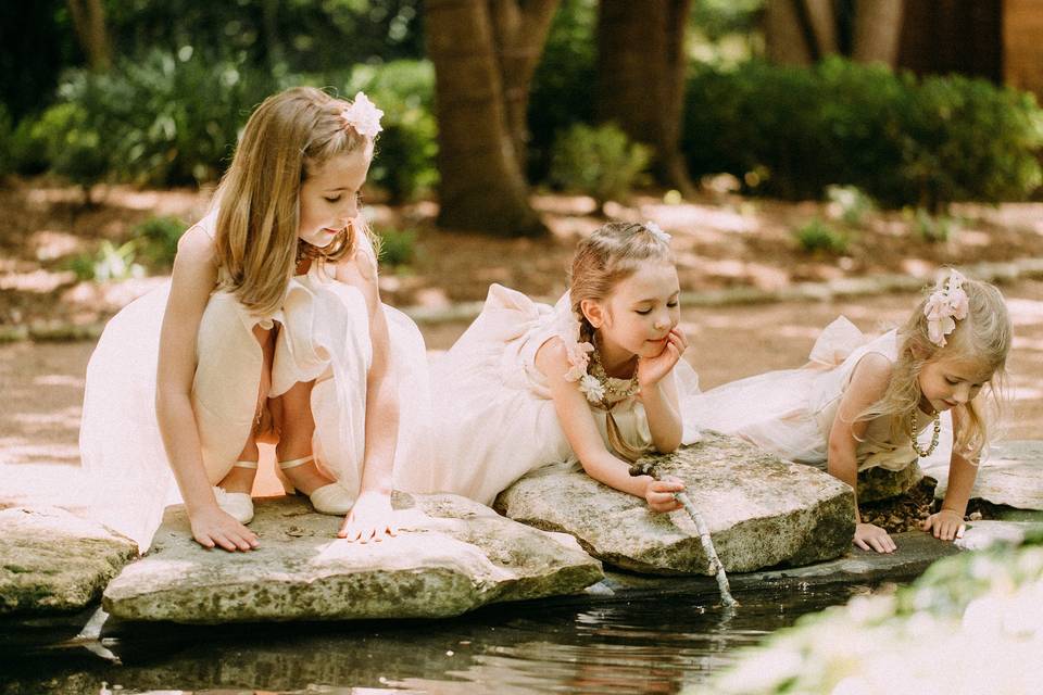 Kids playing in the pond